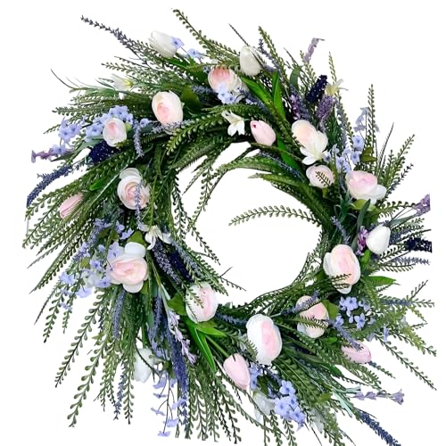 Couronne de fleurs artificielles 45 cm durable et sans entretien pour extérieur et salon