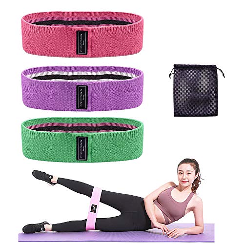 C100AE Resistance Bands Set, 3 Colourful Fabric Resistance Hip Bands for Hips & Glutes, 3 Resistance Levels Non-Slip Fitness Loop Bands for Women and Men, for Strength Training,Yoga,Pilate,Fitness