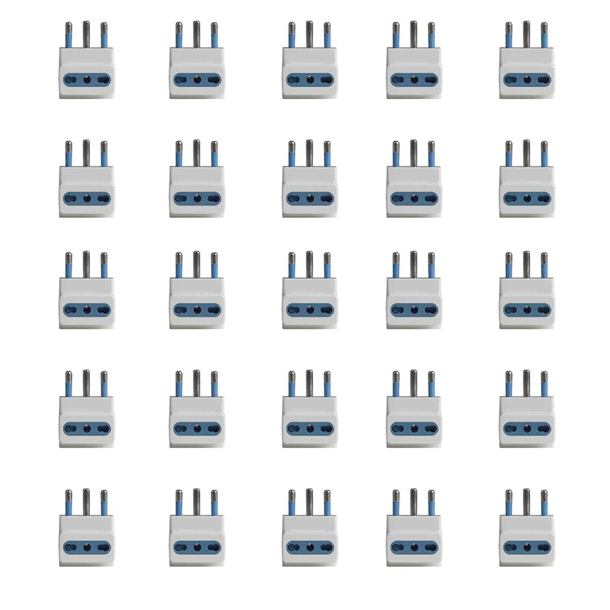 Adattatore Tripla con Spina Standard Italiano 2P+T 16A con 3 Prese Bipasso 10A/16A, Adattatore Multipresa a 3 Porte Bivalente (25 Pezzi)