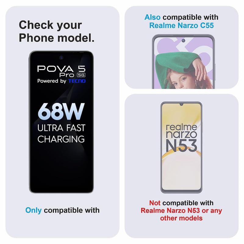 Image of Tempered Glass Screen Protector For Tecno Pova 5 Pro 5G Smartphone With Easy Installation Kit