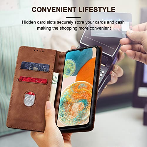 Image of Jasonyu Flip Wallet Case for Samsung Galaxy A23 5G /4G,Brown