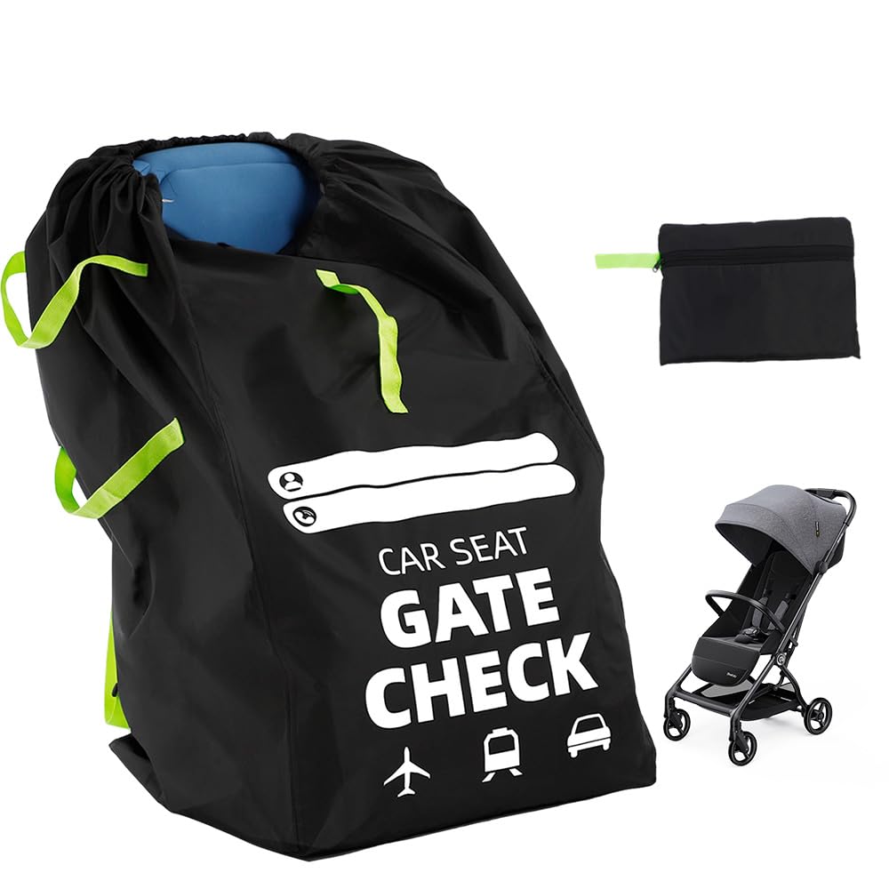 XEERUN Stroller Travel Bag, Large Portable Pram Bag for Airplane, 86 x 46 x 46cm Buggy Travel Bag with Adjustable Straps, Pushchair Cover Gate Check for Airplane Infant Strollers Storage, Black