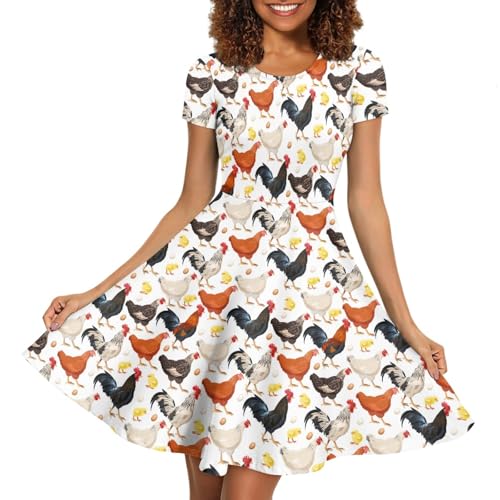 Image of Biyejit Women's Summer Casual Short Sleeve T-Shirt Swing Dress Crew Neck Plus Size S-4XL
