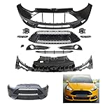 Focus ST Front Bumper Cover Grille Set Compatible with 2013 2014 Ford Focus ST W/Upper Grille Lower Grill & Fog Lights,Full Body Set