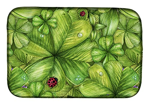 Caroline's Treasures BB5754DDM Shamrocks and Lady bugs Dish Drying Mat Absorbent Dish Drying Mat Pad for Kitchen Counter Dish Drainer Mat for Countertop, 14 x 21