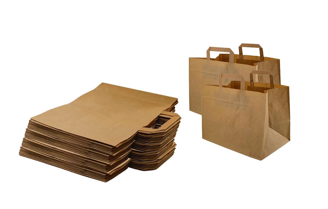 Papiertragetasche, Geschenktüten, Kraftpapiertragetasche 28+17x28 cm Braun- 250 Stück