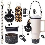 JINHCHIF Stanley Cup Accessories Set I Water Bottle Handle Strap, Silicone Cup Boot, Lipstick Holder, Keychain Charms & Handle Charms,Straw Topper Accessories for Halloween Fall Stanley Cup 40oz/30oz