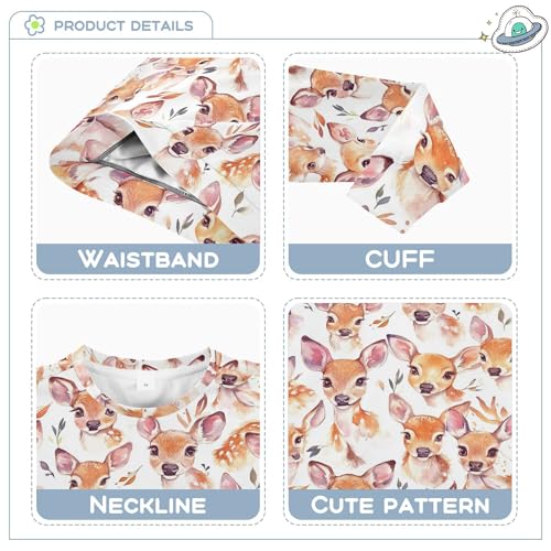 JUNZAN Cute Deer White Little Girls Hooded Sweatshirt Crewneck Boys Sweat Shirt Party 4T3