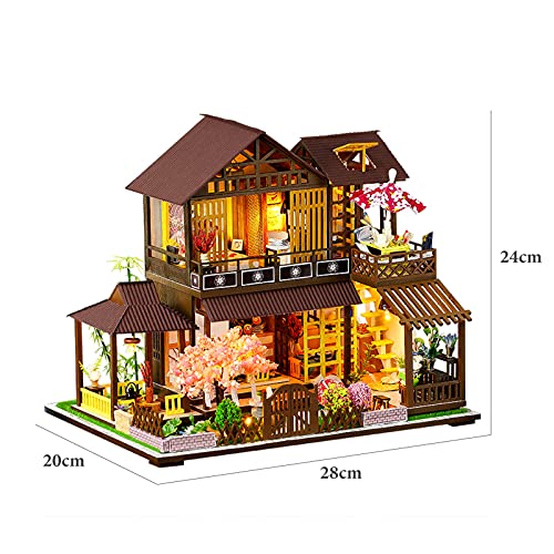 Tissting Kit de casa en Miniatura, casa de muñecas de Madera con luz LED, Grandes Kits de Modelos artesanales Hechos a Mano, pequeño Rompecabezas de Madera, decoración del hogar, Regalos - imagen 2