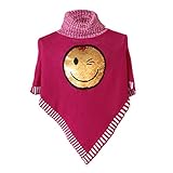 Candygirls Mädchen Poncho Wende Pailletten Rollkragen Pullover Schalkragen Kinder meliert (110/116, Smiley Pink)