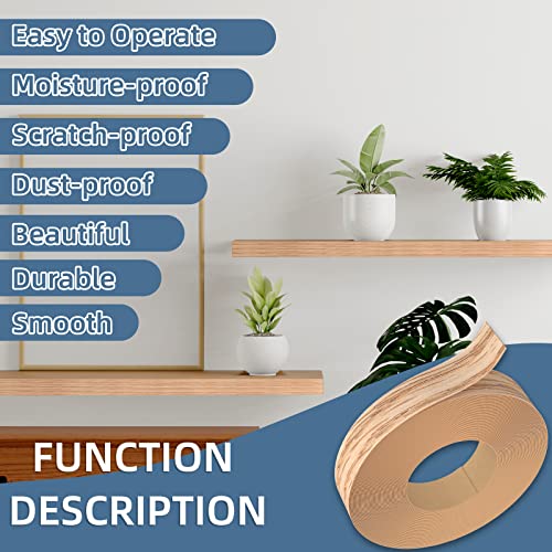 Image of Red Oak Edge Banding, 7 /8 inch x 250ft roll of Veneer Wood Edge Banding, Preglued Wood Tape Banding for Cabinet Repair Furniture