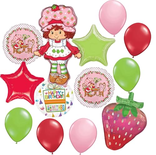 Ballons fête d'anniversaire fille sur le thème de Charlotte aux Fraises avec kit 13 pièces