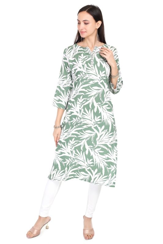 Image of Women's Rayon Kurta - Ethnic Wear Straight Kurti for Daily, Office & Festive Use