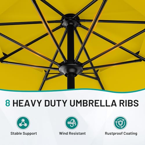 Image of AreShark 9ft 2 Tiers Patio Umbrella - Outdoor Umbrella Waterproof UV Protection, Market Table Umbrella w /Push Button Tilt&Crank for Pool, Porch, Garden(Yellow)