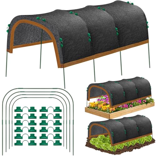79x40 Garden Shade Kit 70% Garden Sun Shade Cloth with Hoops for Plants Heat Protection Raised Garden Bed Shade Cover Plant Sun Shade for Outdoor Plants Vegetables