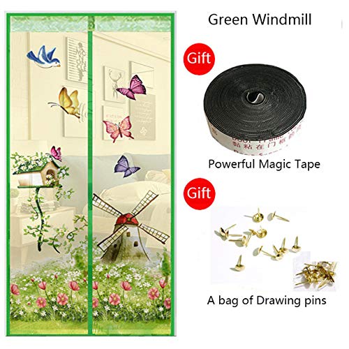 5 tamaños de mosquitera cortina imán puerta red insecto mosca de arena mosquitera y pantalla de red de imán en la puerta imán verano caliente hogar suministros reales A1 W 80 x H 210 cm