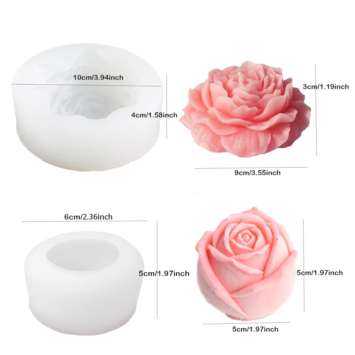 Stampi Per Candele In Silicone A Forma Di Rose E Peonie - Fai Da Te Con Facilità, Perfetti Per Decorazioni - Foto 10