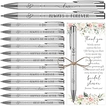 Chiisong 50 Sets Bridal Shower Favors for Guests Wedding Pens Bulk with Thank You Cards Bridal Shower Retractable Ballpoint Pen for Guest Gifts Game Prizes Wedding Souvenirs Floral