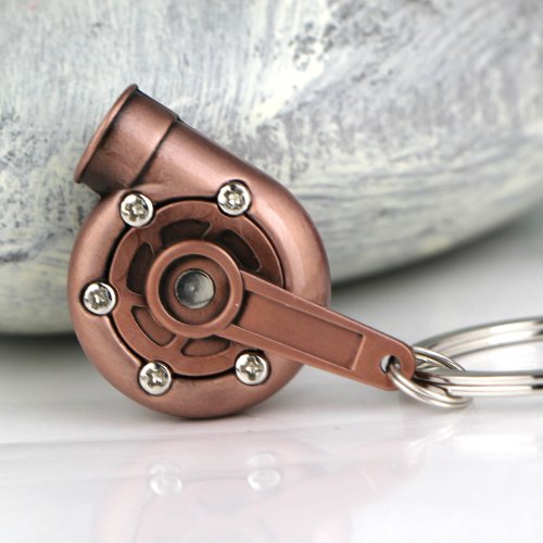 Image of maycom Creative Spinning New Turbo Turbocharger Keychain Key Chain Ring Keyring Keyfob (Copper Color)