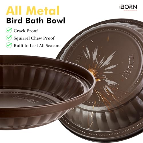 Bain d'oiseau sur pied iBorn en métal bronze pour extérieur - 4