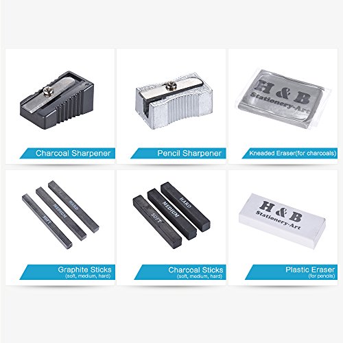 KKmoon 26pcs Conjunto de kit de lápis de esboço para desenho profissional, incluindo lápis de esboço