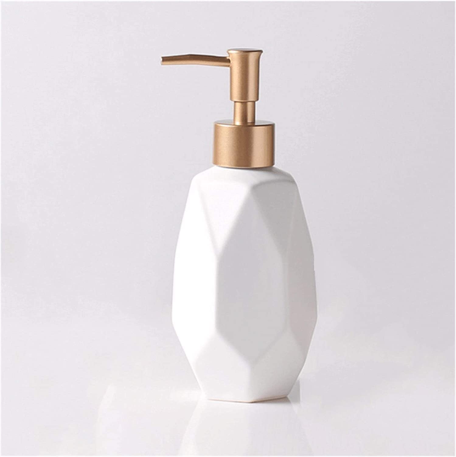 NZPOST Distributore di Sapone Ricaricabile da 11,8 Once, distributore di Sapone in Ceramica con Design a rombo, distributore di lozione Manuale Ricaricabile (Bianco)