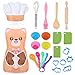 Tacobear 24 Piezas Juego Chef Juego de Cocina para Niños Juegos de rol de Cocina y Horneado Chef Accesorios con Delantal Cocina Niña para Niños Niñas 3-10 Años Navidad Halloween Fiesta (marrón)
