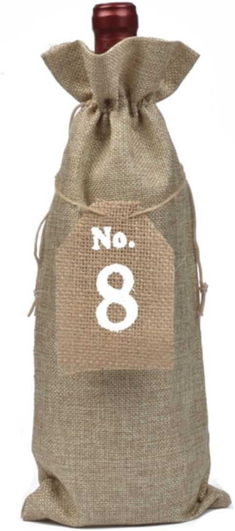 VERDANVERSE 20pcs Wine Bottle Bags Drawstring and Numeral Tags Burlap Wine Cover for Parties Weddings and and Hanging Tags for Bottle Decoration