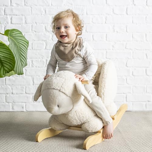 Nattou Schaukeltier aus weichem Teddy-Stoff, Schaukeltier Schaf, Inkl. Sicherheitsgurt, Fröhliches Hin- und Herschaukeln, Ca. 60 cm… – Ansicht 3