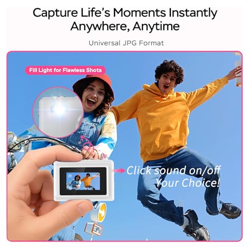 كاميرا تسجيل فيديو صغيرة 1080P HD - كاميرا فيديو رقمية بسلسلة مفاتيح مع بطاقة 64GB، شاشة HD 0.96 انش، عمر بطارية طويل، كاميرا صغيرة محمولة للغاية للسفر / مدونات الفيديو / اللقطات الليلية (ابيض)