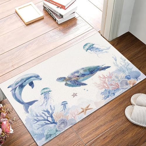 Tapis de sol absorbant lavable bleu paillasson antidérapant - 3