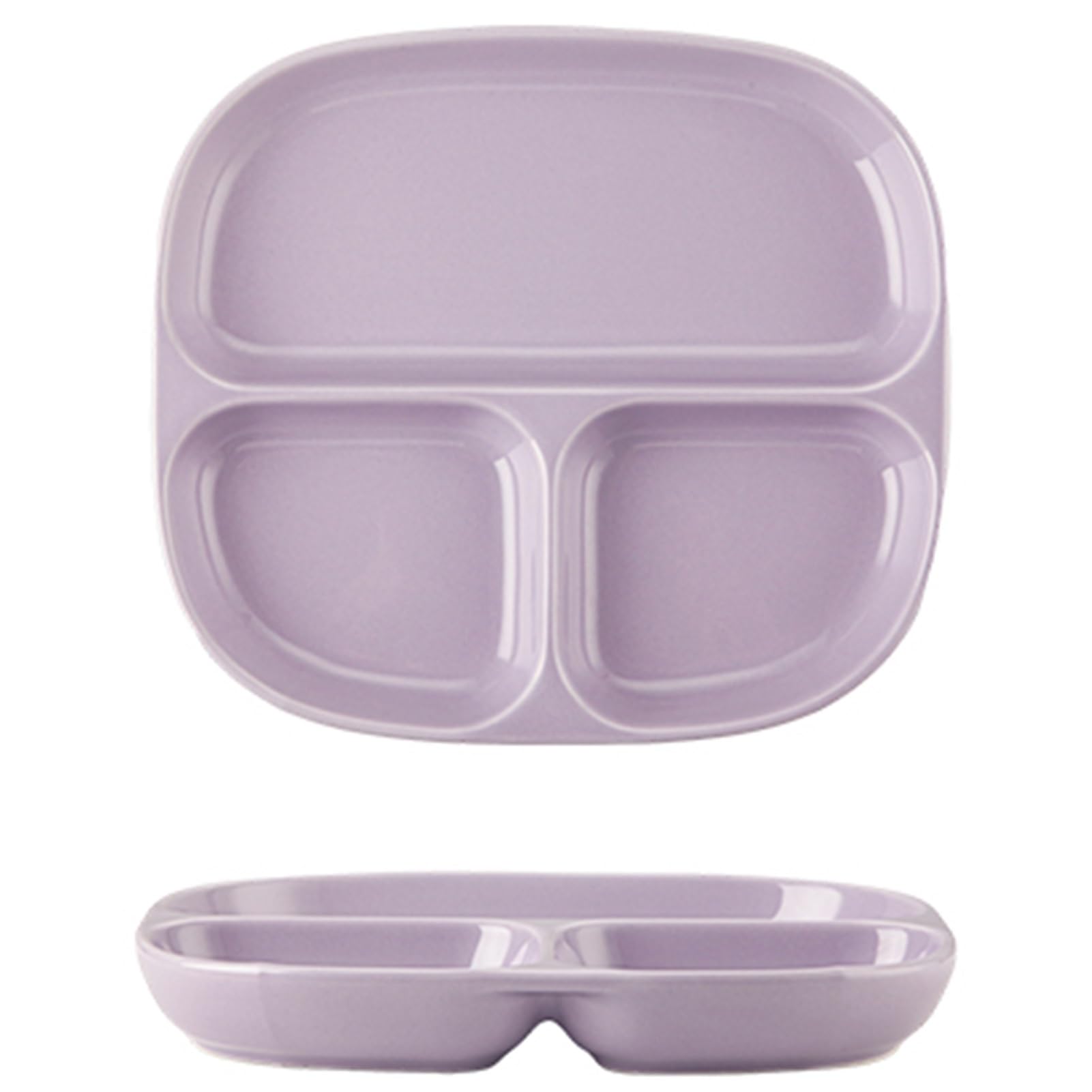 ksxnkhk Dinner Plate for Adults, Simple Platter with 3 Section Partition, Microwave and Dishwasher Safe Dish, Bariatric Diet Divided Tray, 1 Pack(Purple)