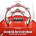 Flexzion Tambourine Metal Half Moon Musical Instruments Double Row Metal Jingles Hand Held Instruments Percussion with Ergonomic Handle Grip, Tambourines for Adults Church, Red