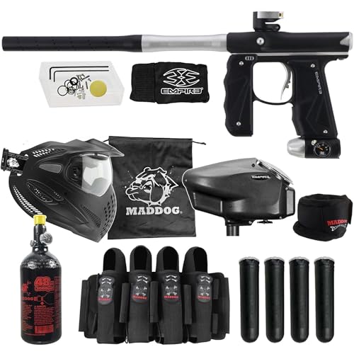 Image of Maddog Empire Mini GS Full Auto Paintball Gun Marker w /HPA Tank, Empire Halo Too Loader, Thermal Anti-Fog Paintball Mask Goggle, Neck Protector, 4+3 Harness & (4) Pods Starter Package