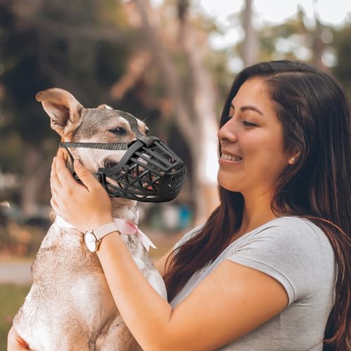 PETCUTE Maulkorb Hund,Korbmaulkorb füR Hunde,Verstellbar und Sicher Atmungsaktiv Maulkorb Für Kleine Mittlere Große Hunde mit Wattiertem Nasenstück,Beißschutz,Schwarz XS