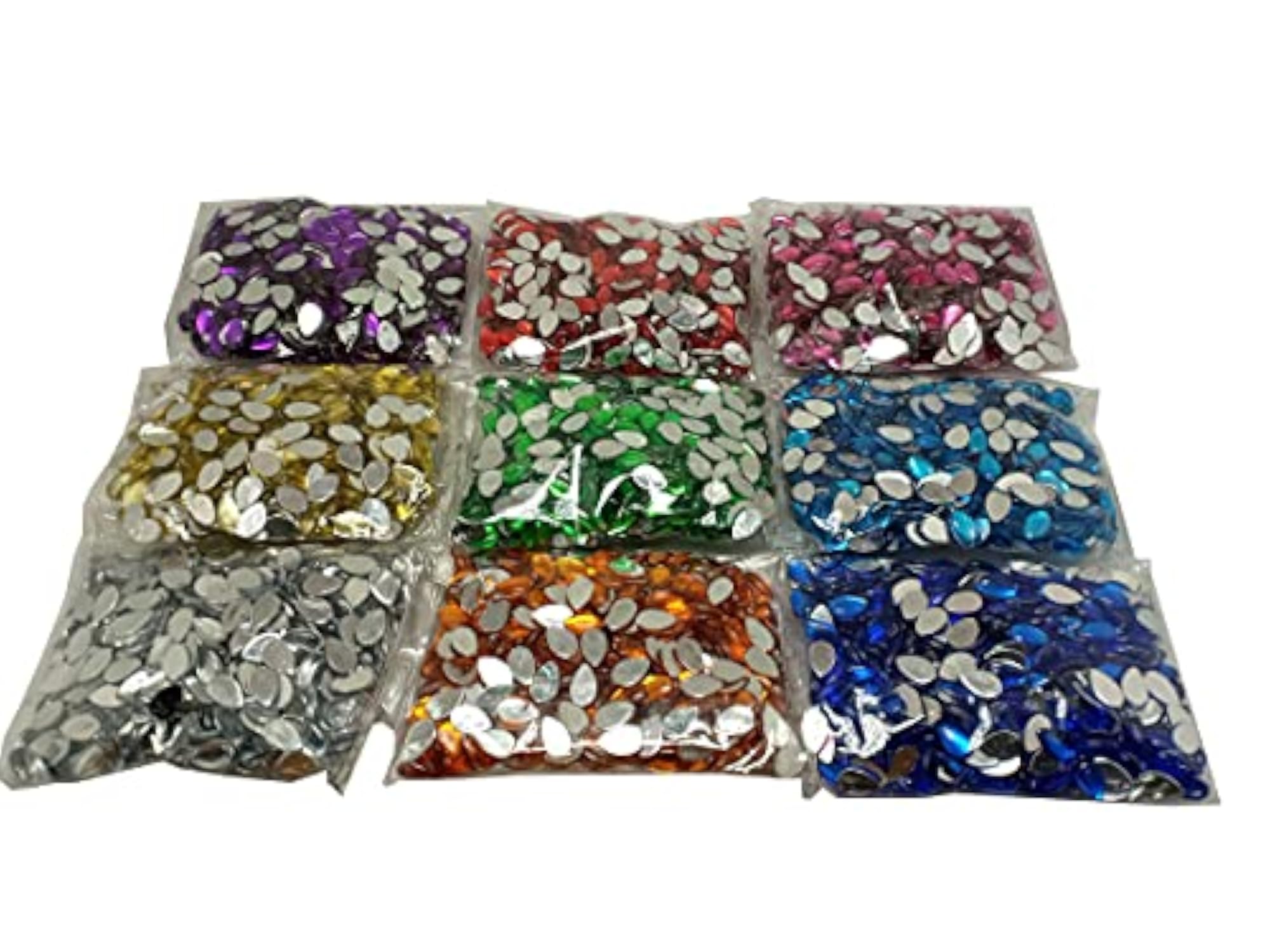 Thilagam Shape Kundan Stones, 46 Grams Each, Total 9 Colours