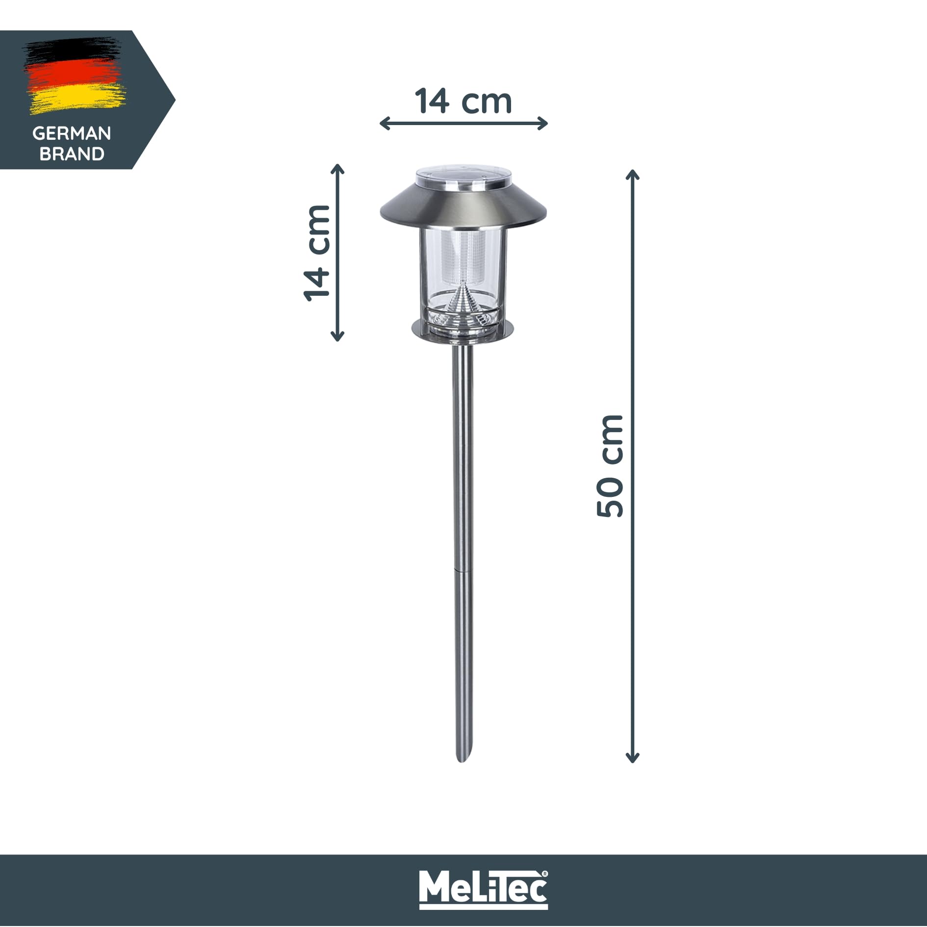 MeLiTec Solar-Gartenlampe 3er-Set, Outdoor-Solarleuchte für Garten Balkon und Terrasse, Außenbeleuchtung, Solar-Wegebeleuchtung, bis zu 8 Stunden Leuchtdauer, aus Edelstahl, SO26