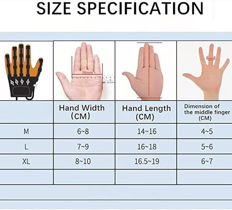 Miniatura 7 de Dispositivo eléctrico de entrenamiento de mano con dedo, guantes de robot de rehabilitación, para entrenamiento de corrección de flexión de dedos,