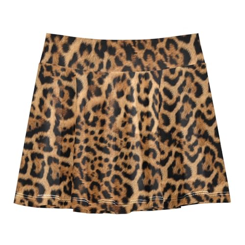 Girls Athletic Skirt 3-12 Years High Waist Tennis Skirts Leopard Print for Kids Golf Running Dance Skort
