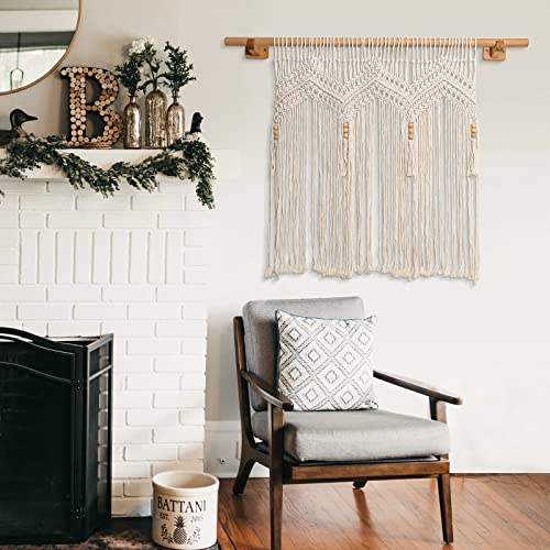 Macrame Valance Wall Hanging Boho Valance Window Treatments Valance 29" W X 33" H For Bedroom Living Room Kitchen Bathroom Wall Decor,1 Panel #TOP2