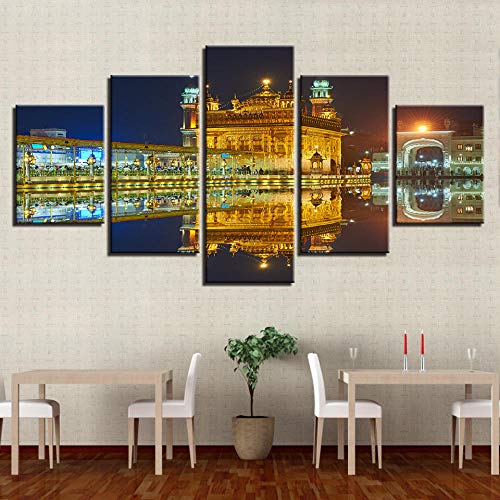 Cuadros de Lienzo del Templo Dorado en 5 Piezas Wall Art para Decoración de Interiores 4