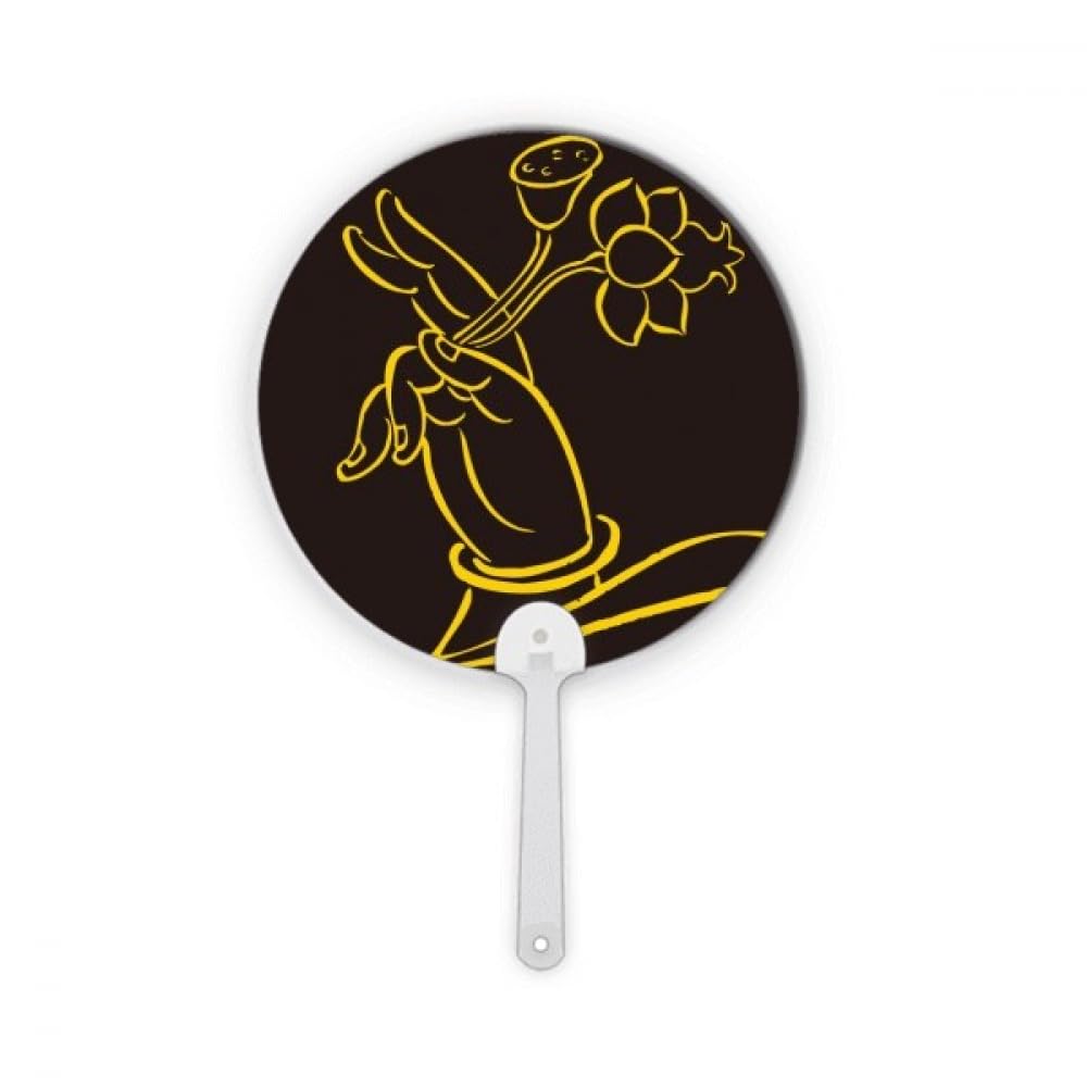 Éventail rond en plastique décoration artisanale Hand Lotus pour loisirs créatifs