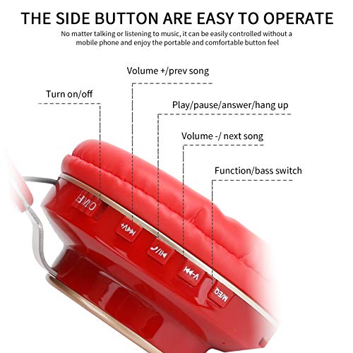 VBESTLIFE Cuffie da Gioco Wireless, Cuffie da Gioco per Telefoni Cellulari Sportivi Telescopiche Pieghevoli HiFi Bluetooth 5.0(Rosso) - Image 5