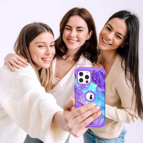 Image of Hocase for iPhone 13 Pro Max Case, Heavy Duty Shockproof Protection Soft Silicone Rubber Bumper+Hard Plastic Hybrid Protective Case for iPhone 13 Pro Max (6.7 inch) 2021 - When Purple Meets Blue