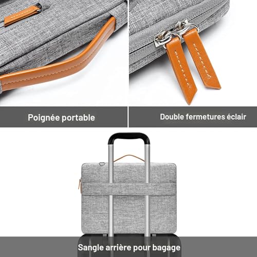 MOSISO Sacoche Ordinateur 15,6 Pouces avec 4 Poches Zipper&Poignée – vue 7