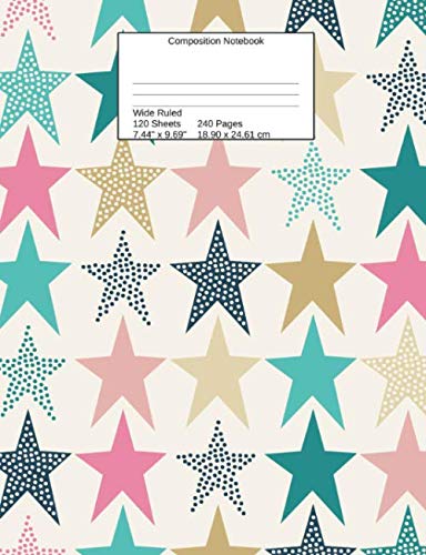 Composition Notebook: Wide Ruled Cute Stars Journal With Blank Lined Pages