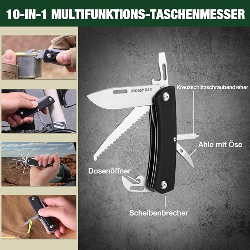 Mossy Oak Taschenmesser 10 in 1, Multitool Klappmesser mit Edelstahlklinge – Ansicht 5
