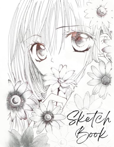 Anime Sketchbook: Black & White charcoal Anime Sketchbook 100 Pages of 8.5' x 11' Blank Paper for Drawing, Doodling or Sketching, Sketch Pad for Drawing Anime Girl