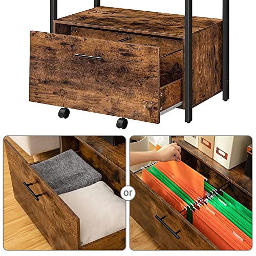 Hoobro Lateral File Cabinet, Filing Cabinet With Drawer And Open Storage Shelves, Home Office Printer Stand, Mobile Office Cabinet, For A4, Letter Size, Easy To Assemble, Rustic Brown Bf04Wj01G1 #TOP3