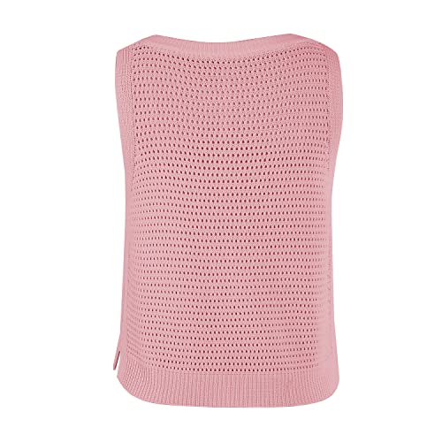 Image of FISACE Womens Crochet Tank Top Sleeveless Knit Summer Sweater | Round Neck, Hollow Out, Lightweight , Casual Crop,Cute Boho Vest